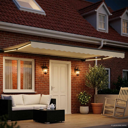 Manual Awning Frame with LEDs Cream and Anthracite 4.5 x 3.5 m