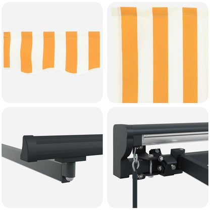 Manual Awning Frame with LEDs 5 x 3 m Polyester with PU coating