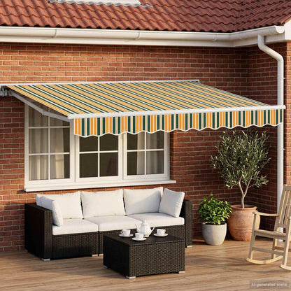 Electric Retractable Awning Green, Yellow and White 2.5 x 2 m