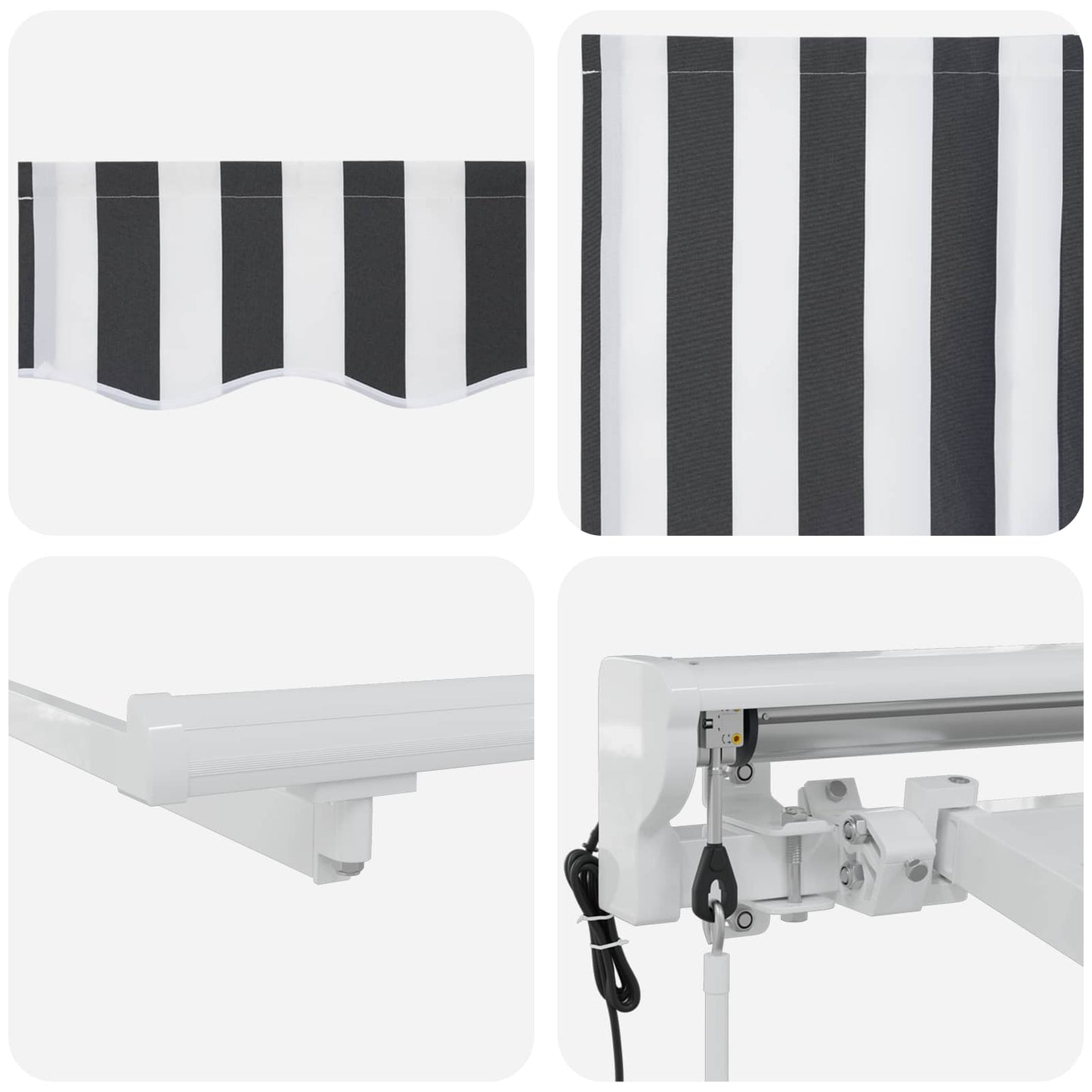 Electric Retractable Awning Anthracite and White 4 x 2 m