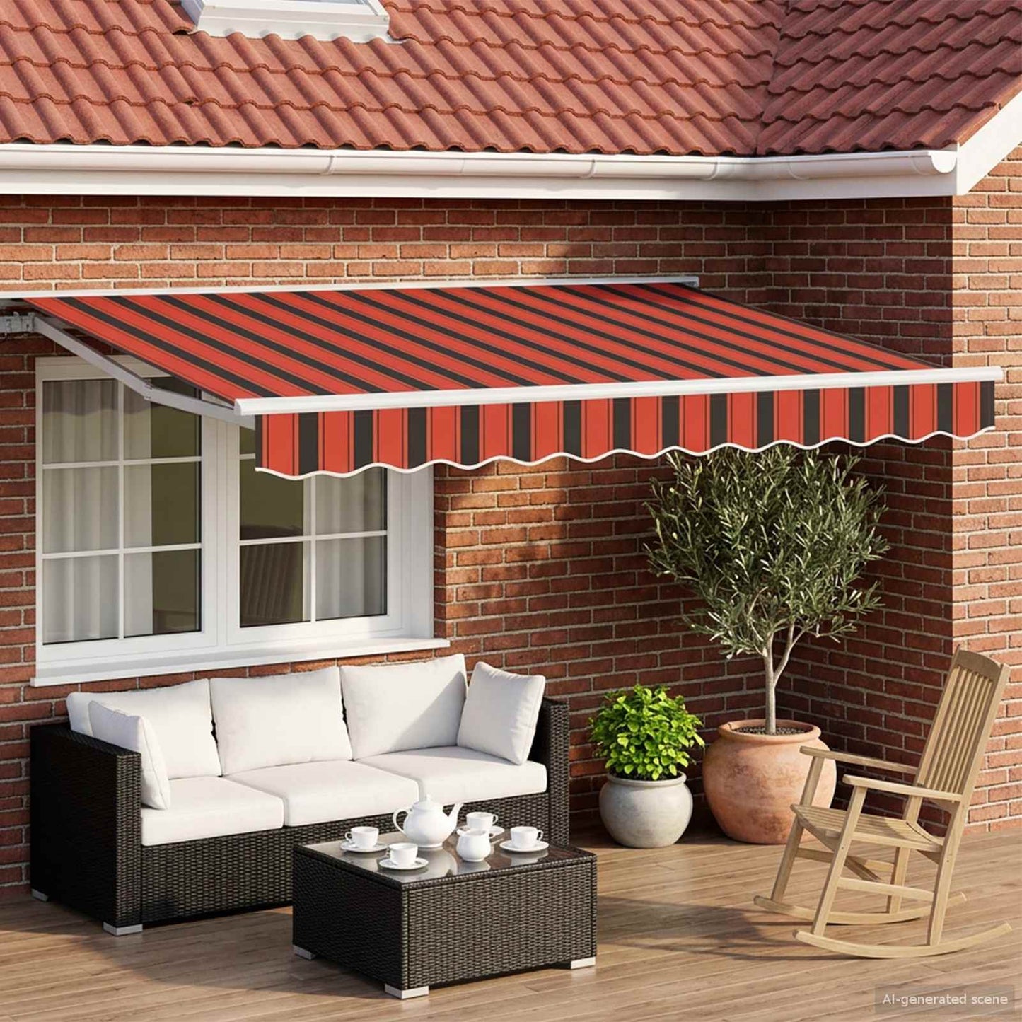 Electric Retractable Awning Orange, Black and White 3.5 x 2.5 m