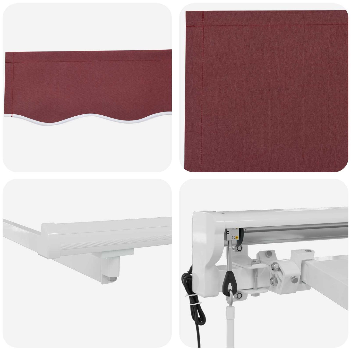 Electric Retractable Awning Burgundy and White 3.5 x 2.5 m