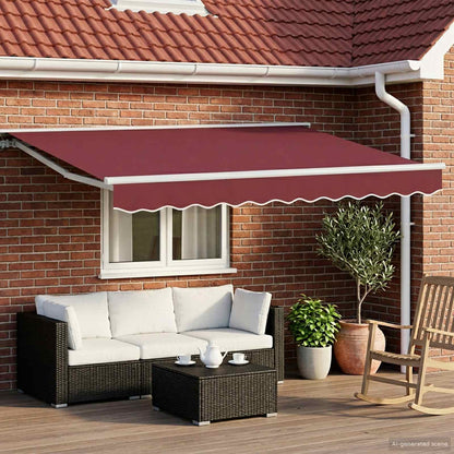 Electric Retractable Awning Burgundy and White 3.5 x 2.5 m