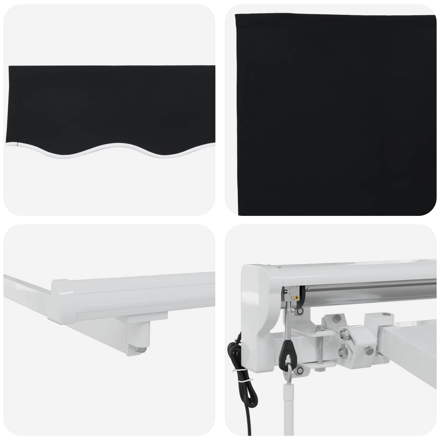 Electric Retractable Awning Black and White 3.5 x 2.5 m