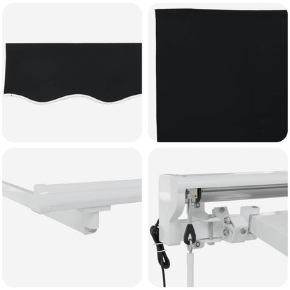 Electric Retractable Awning Black and White 3.5 x 2.5 m
