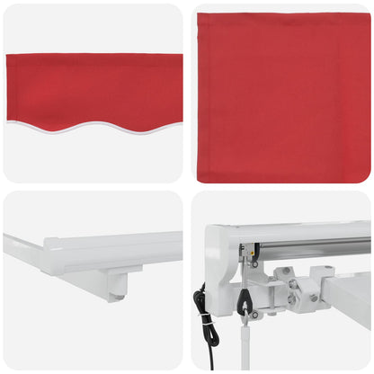 Electric Retractable Awning Red and White 3.5 x 2.5 m