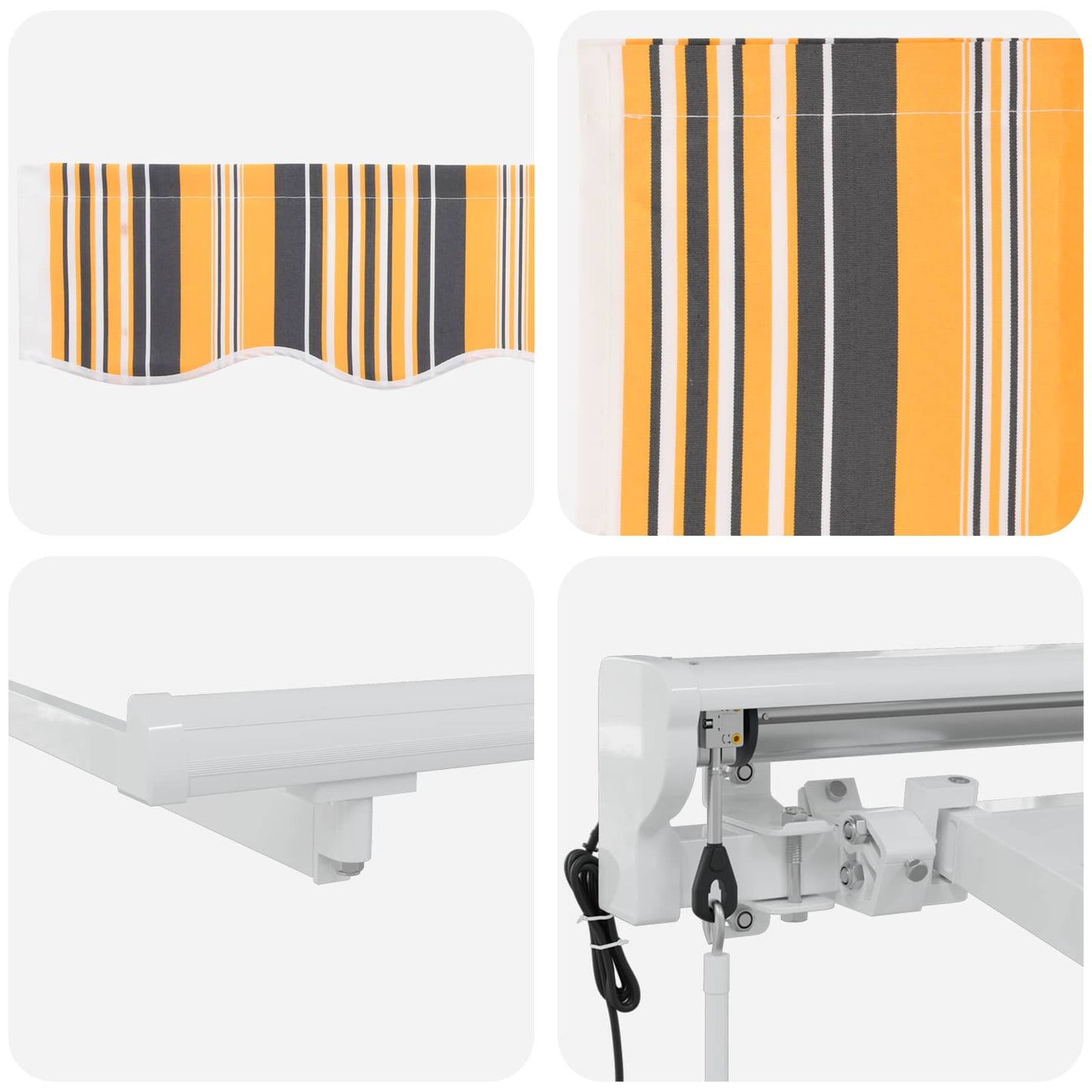 Electric Retractable Awning Yellow, Grey and White 4 x 3 m