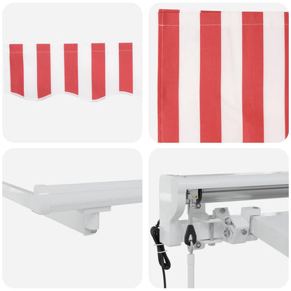 Electric Retractable Awning Red and White 4 x 3.5 m