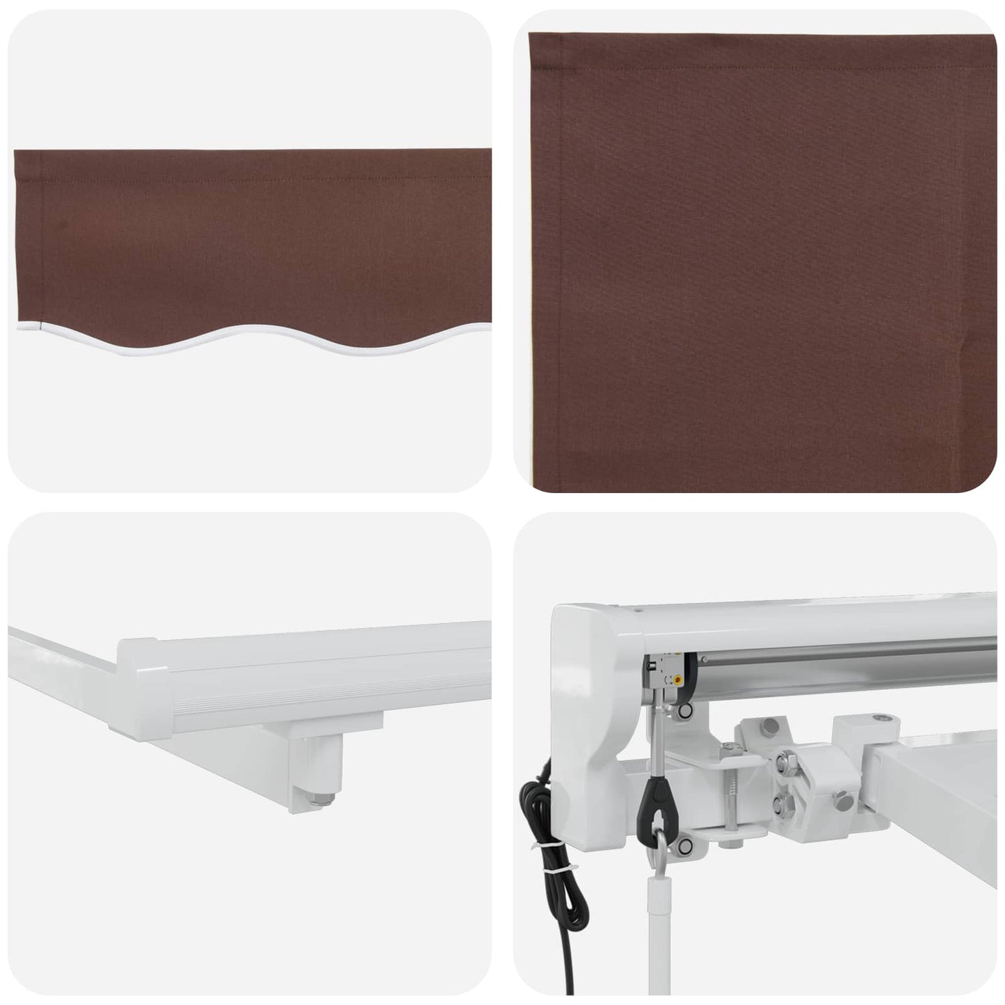 Electric Retractable Awning Brown and White 4.5 x 3 m
