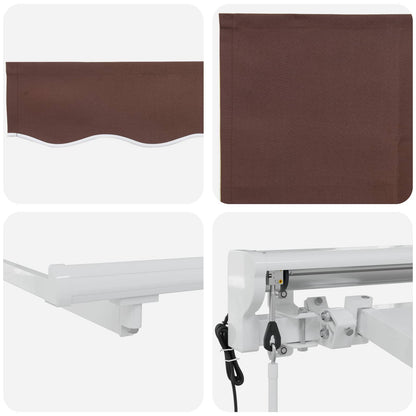 Electric Retractable Awning Brown and White 4.5 x 3 m