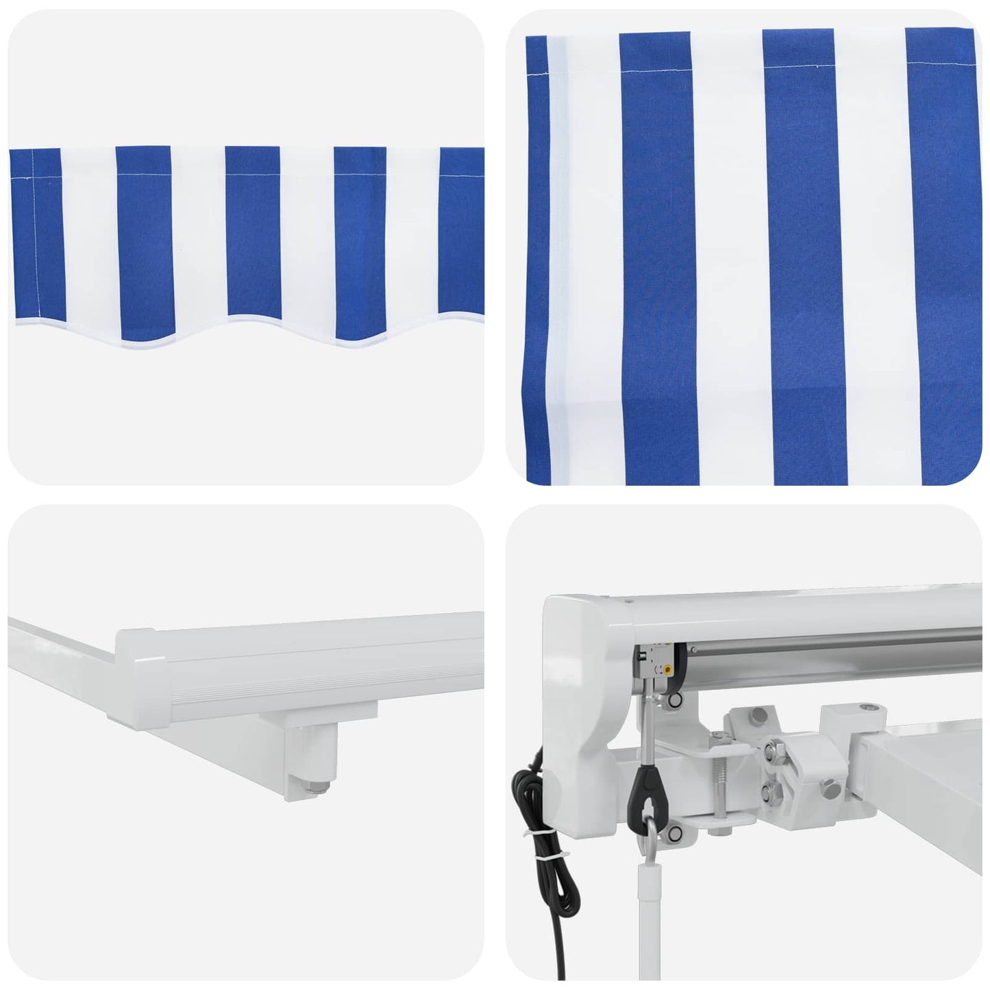 Electric Retractable Awning Blue and White 4.5 x 3.5 m