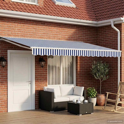 Electric Retractable Awning Blue and White 4.5 x 3.5 m