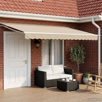 Electric Retractable Awning Beige and White 4.5 x 3.5 m