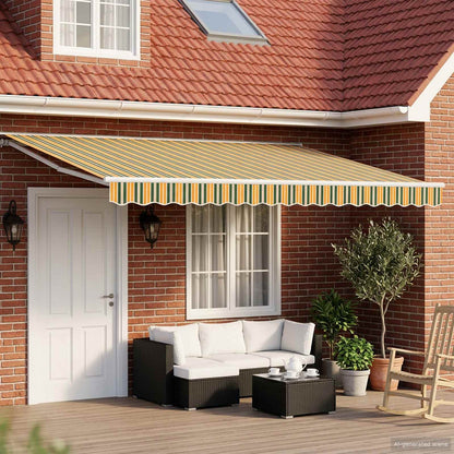 Electric Retractable Awning Green, Yellow and White 5 x 3.5 m