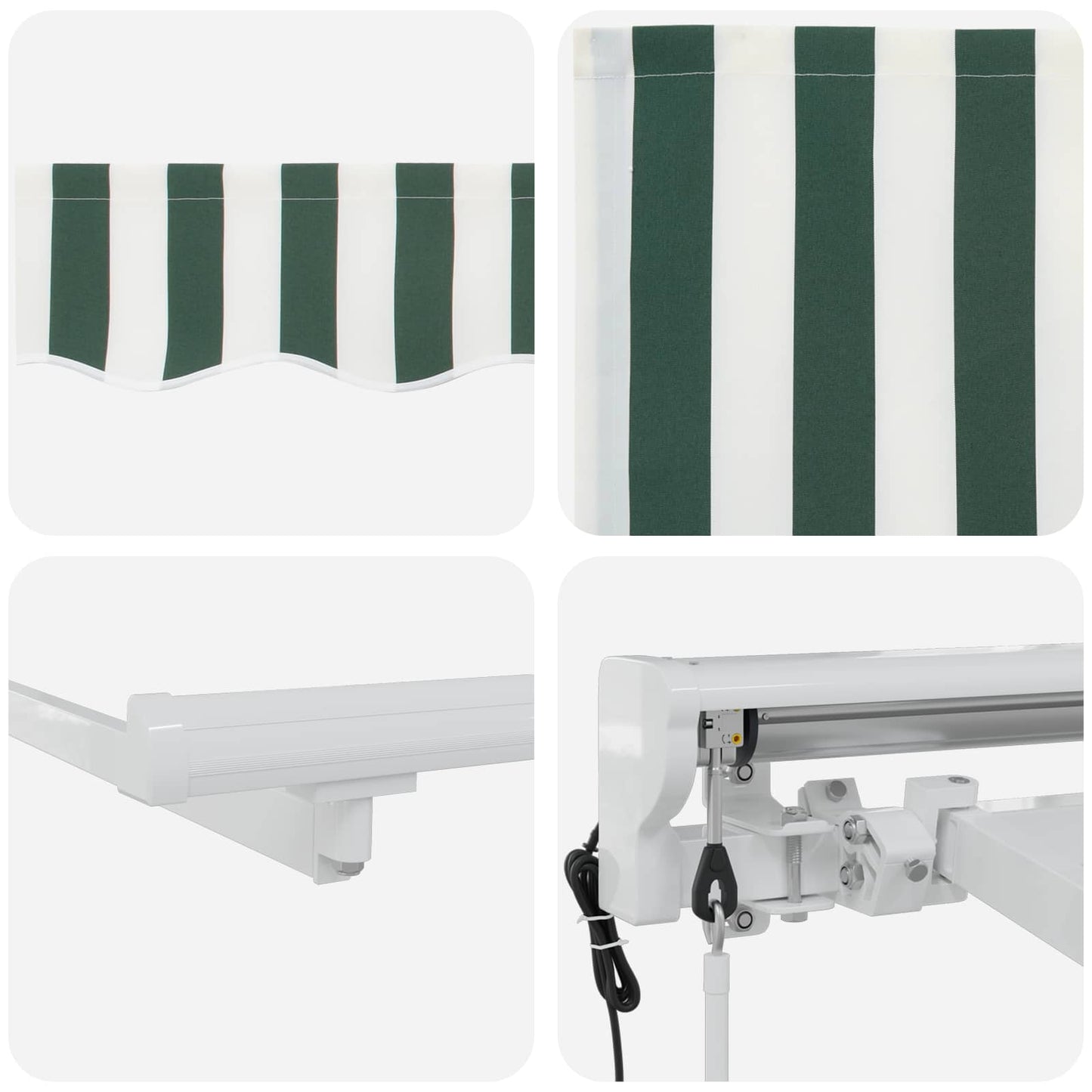 Electric Retractable Awning Green and White 5 x 3.5 m