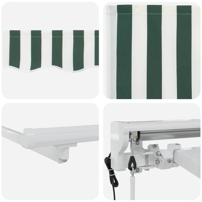Electric Retractable Awning Green and White 5 x 3.5 m