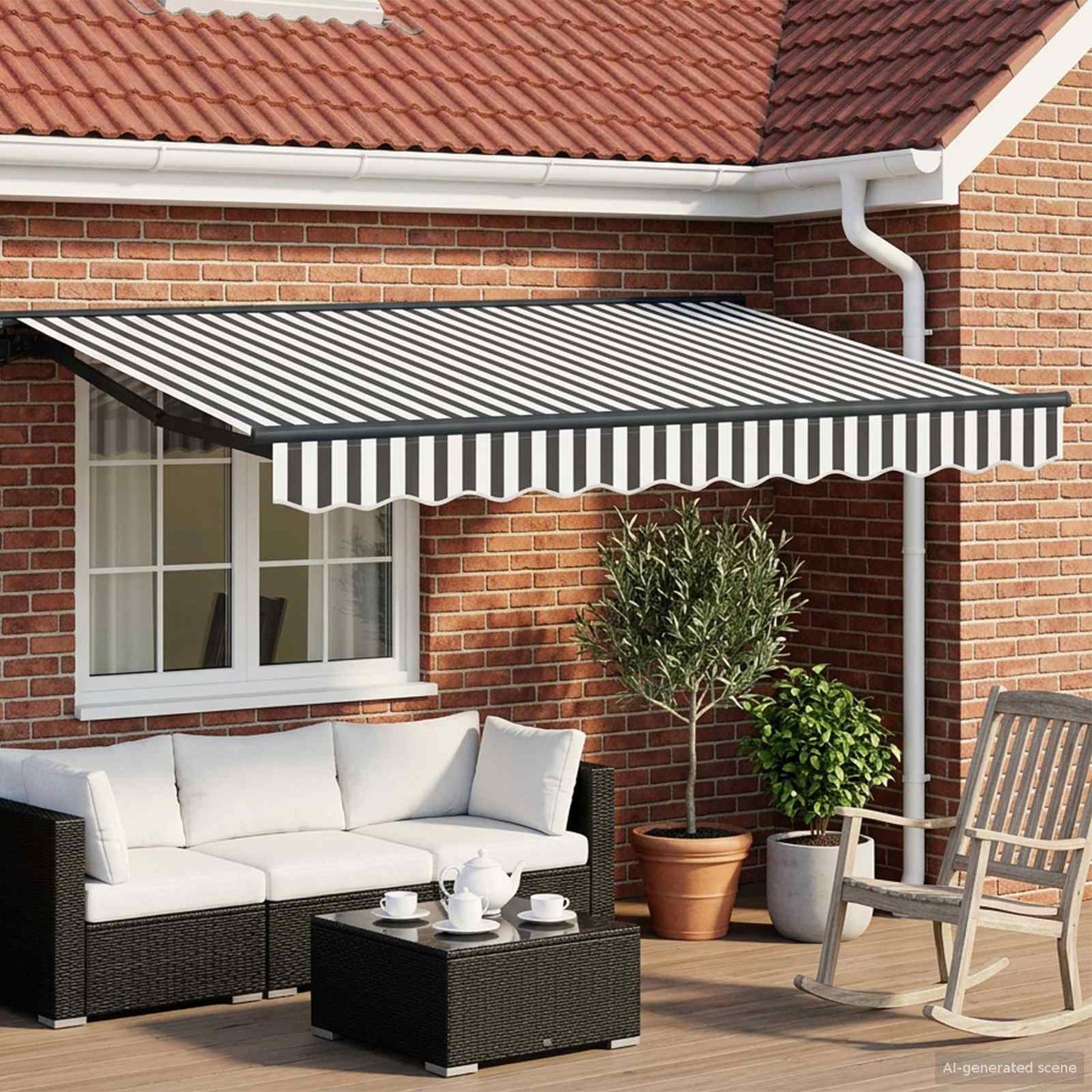 Electric Retractable Awning Anthracite and White 3 x 2 m