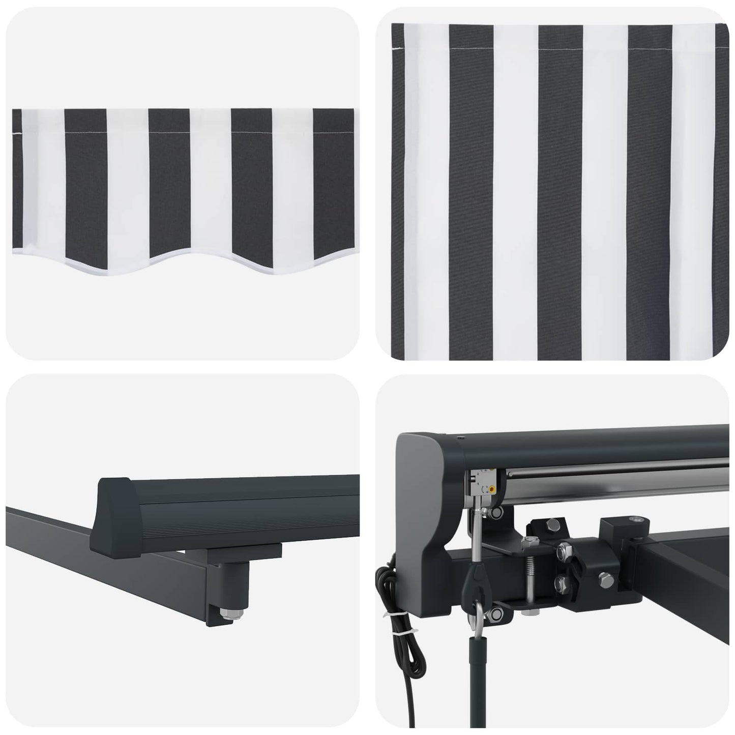 Electric Retractable Awning Anthracite and White 3.5 x 2 m