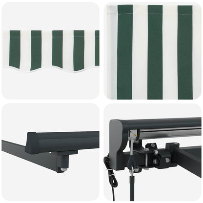 Electric Retractable Awning Green, White and Anthracite 4 x 2 m