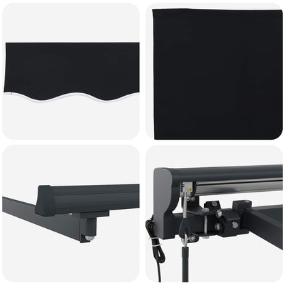 Electric Retractable Awning Black and Anthracite 3 x 2.5 m