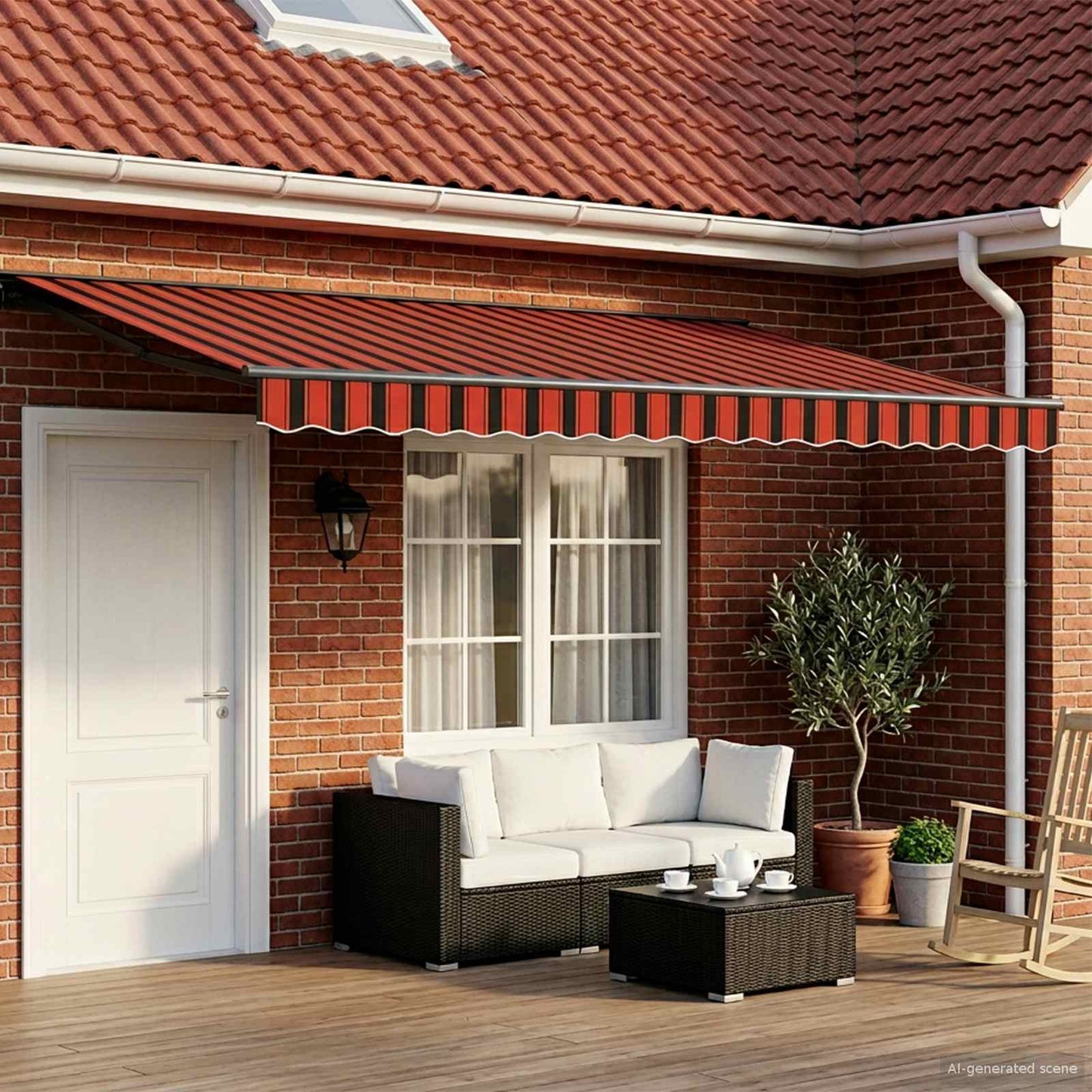 Electric Retractable Awning 4 x 3 m Polyester with PU coating
