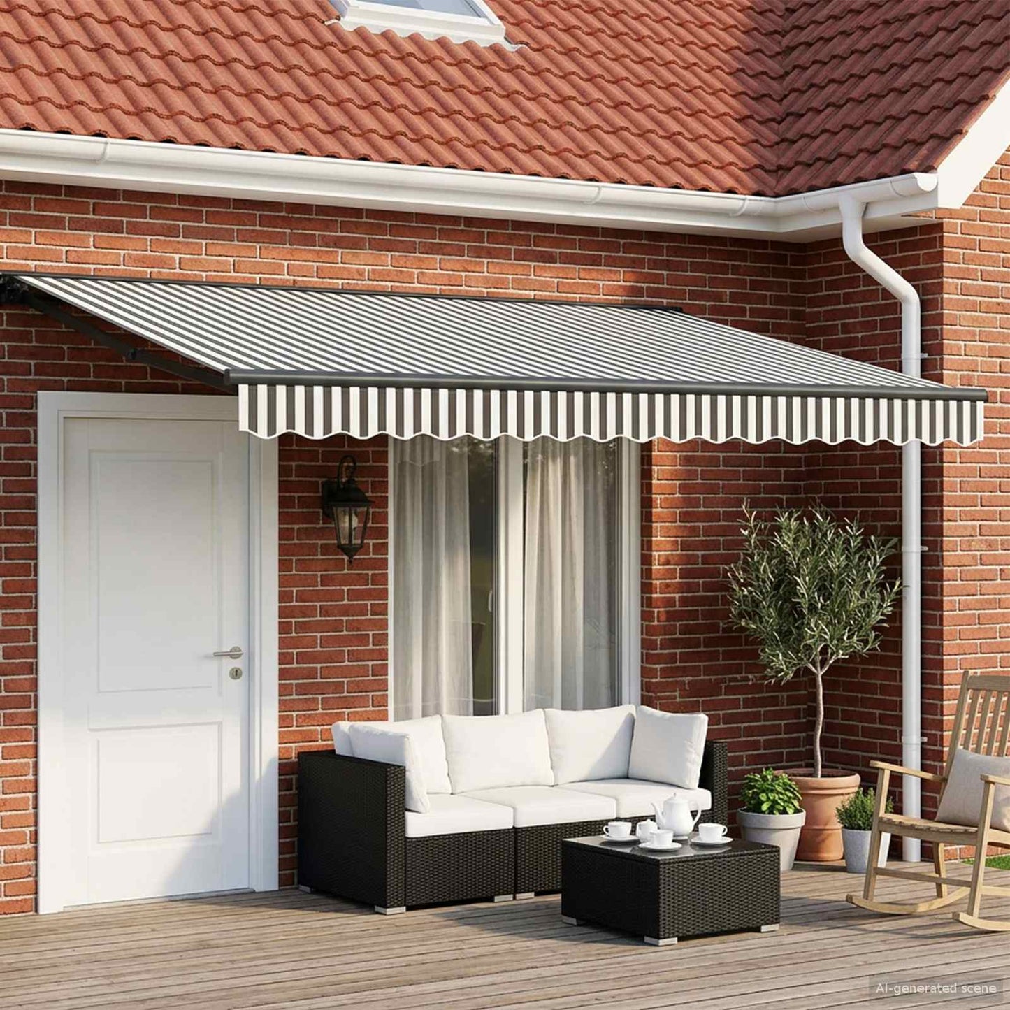 Electric Retractable Awning Anthracite and White 4 x 3 m