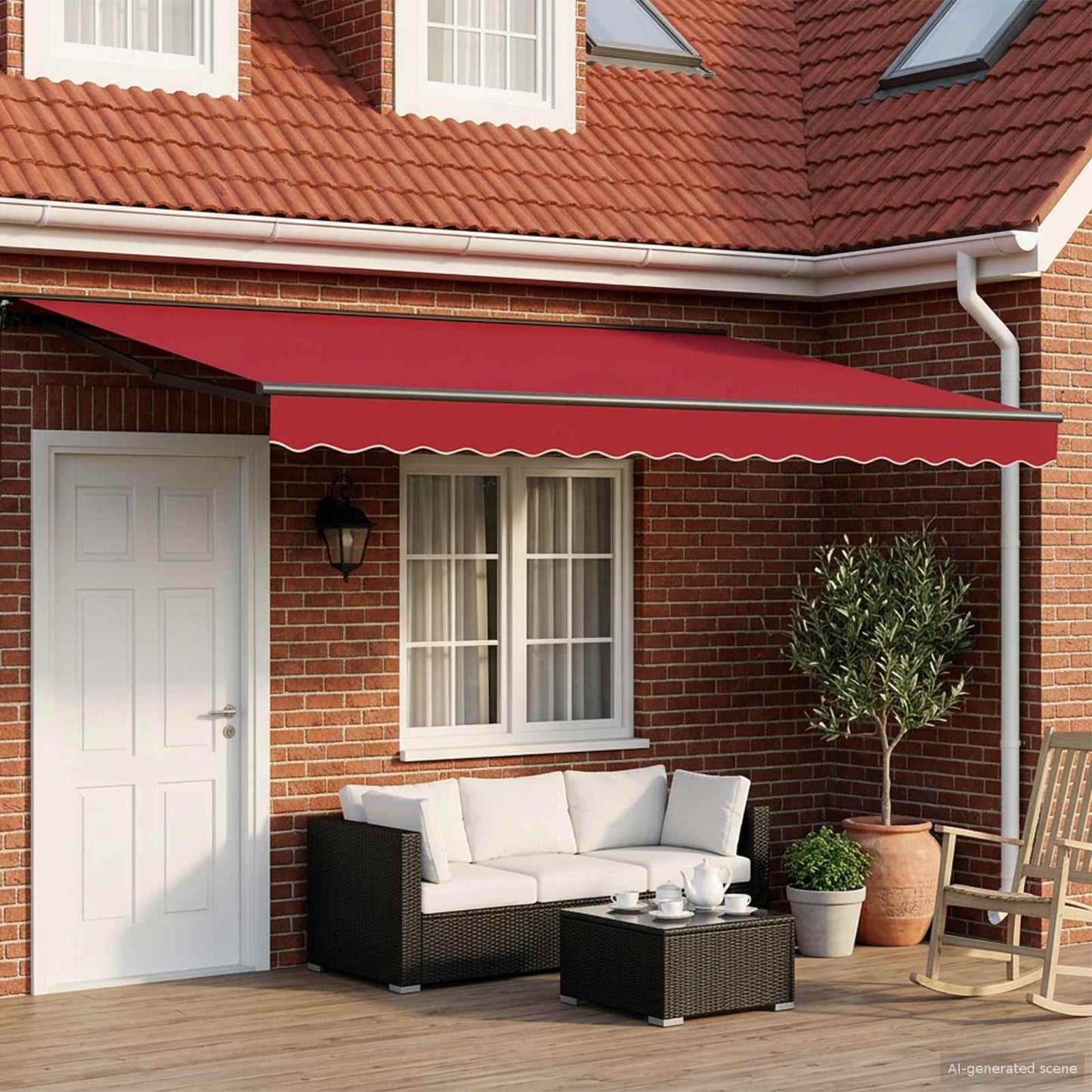 Electric Retractable Awning Red and Anthracite 4 x 3 m