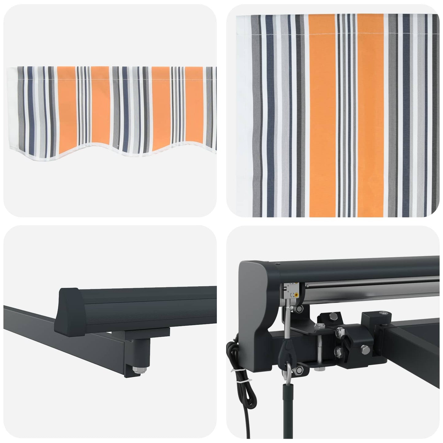 Electric Retractable Awning Blue, Orange and Anthracite 5 x 3 m