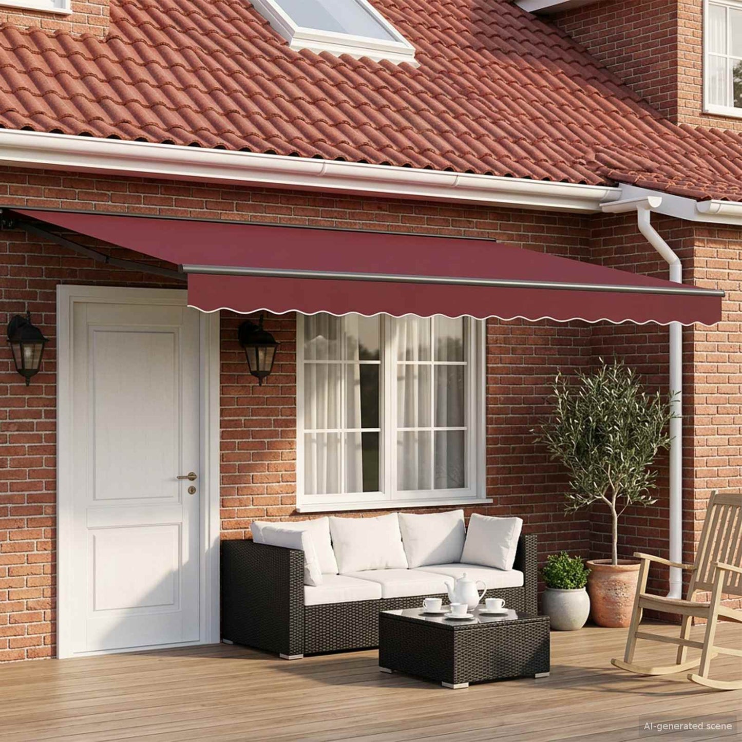 Electric Retractable Awning Burgundy and Anthracite 5 x 3.5 m
