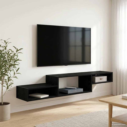 Wall-mounted TV Cabinet Wall-Mounted Black Oak 150 x 28 x 26 cm