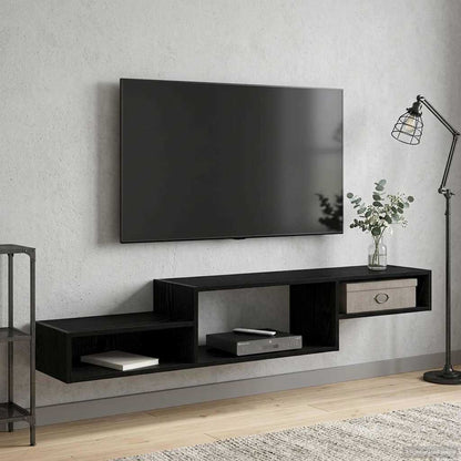Wall-mounted TV Cabinet Wall-Mounted Black Oak 150 x 28 x 26 cm