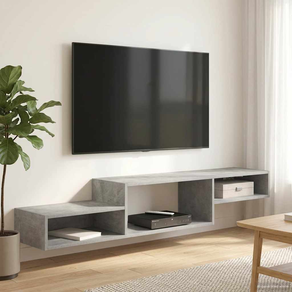 Wall-mounted TV Cabinet Wall-Mounted Concrete Grey
