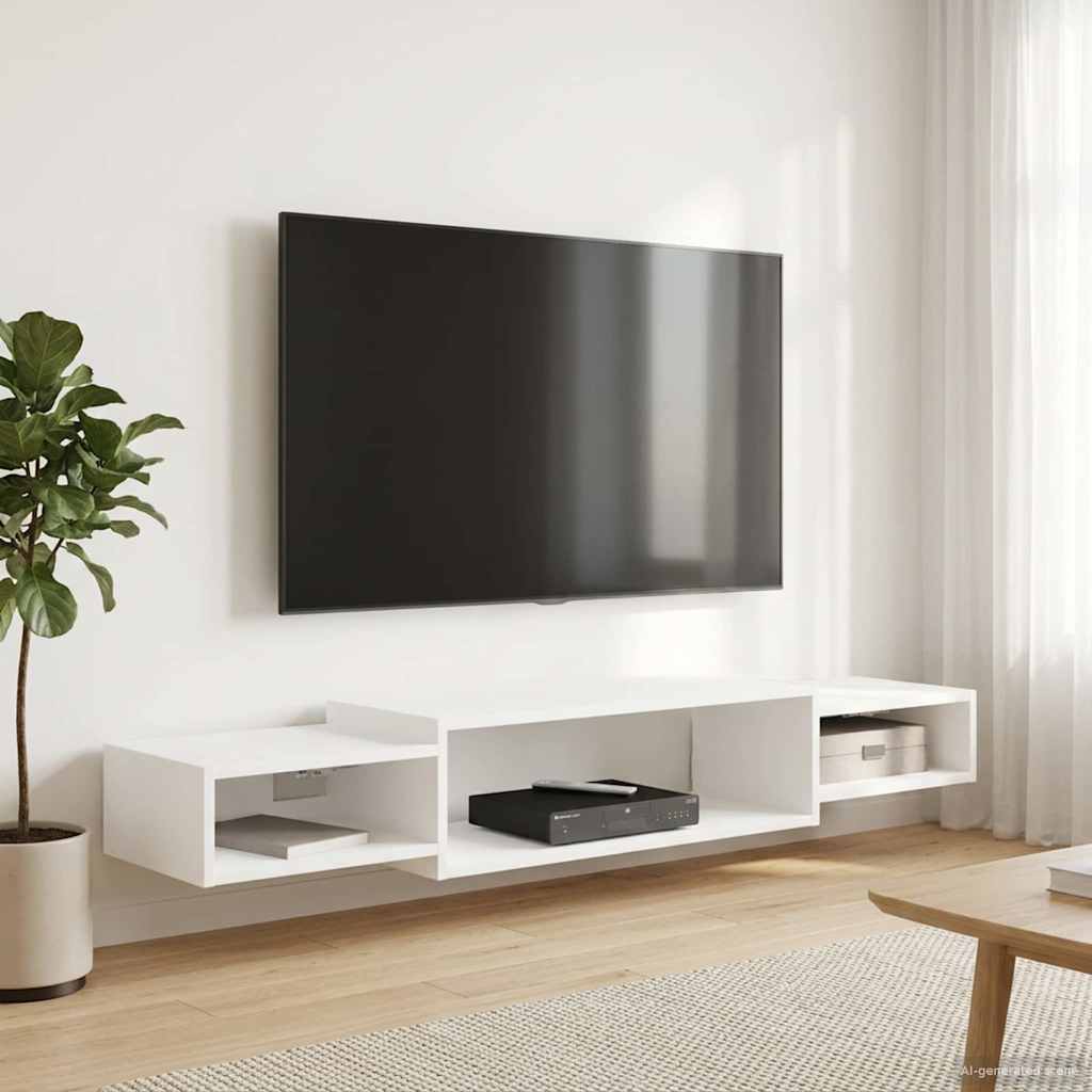 Wall-mounted TV Cabinet Wall-Mounted White 140 x 28 x 21 cm