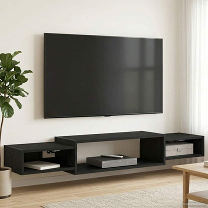 Wall-mounted TV Cabinet Wall-Mounted Black Oak 140 x 28 x 21 cm