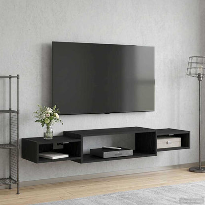 Wall-mounted TV Cabinet Wall-Mounted Black Oak 140 x 28 x 21 cm