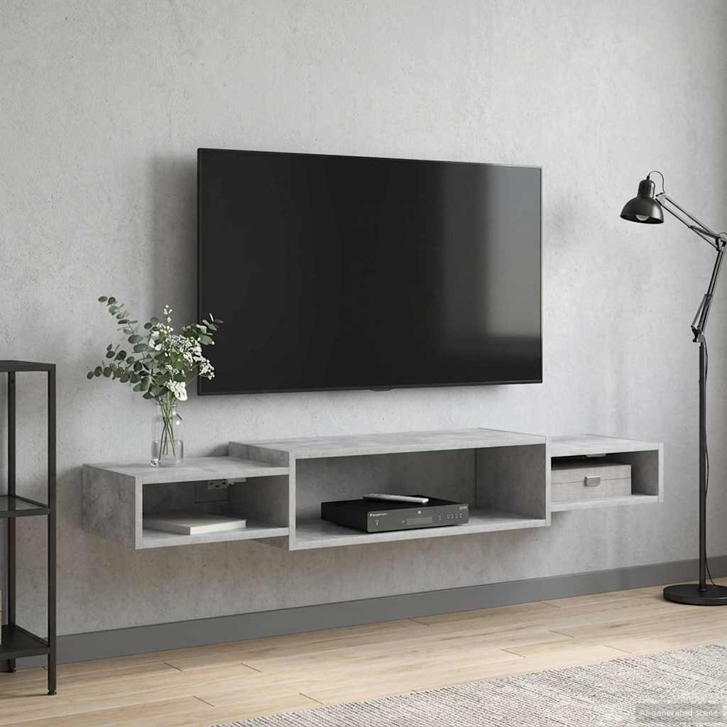 Wall-mounted TV Cabinet Wall-Mounted Concrete Grey