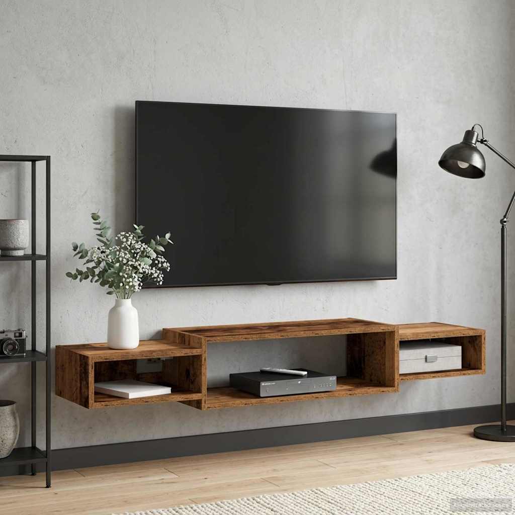 Wall-mounted TV Cabinet Wall-Mounted Old Wood 140 x 28 x 21 cm