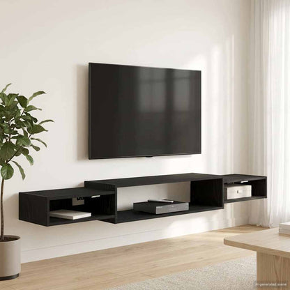 Wall-mounted TV Cabinet Wall-Mounted Black Oak 180 x 28 x 21 cm