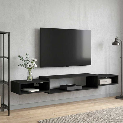 Wall-mounted TV Cabinet Wall-Mounted Black Oak 180 x 28 x 21 cm