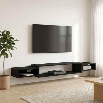 Wall-mounted TV Cabinet Wall-Mounted Black Oak 220 x 28 x 21 cm