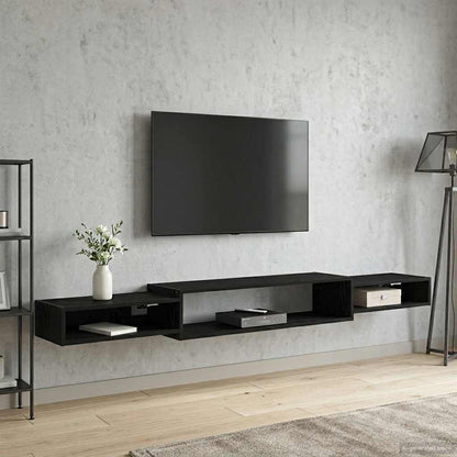 Wall-mounted TV Cabinet Wall-Mounted Black Oak 220 x 28 x 21 cm