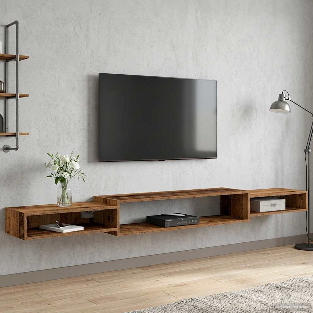 Wall-mounted TV Cabinet Wall-Mounted Old Wood 220 x 28 x 21 cm