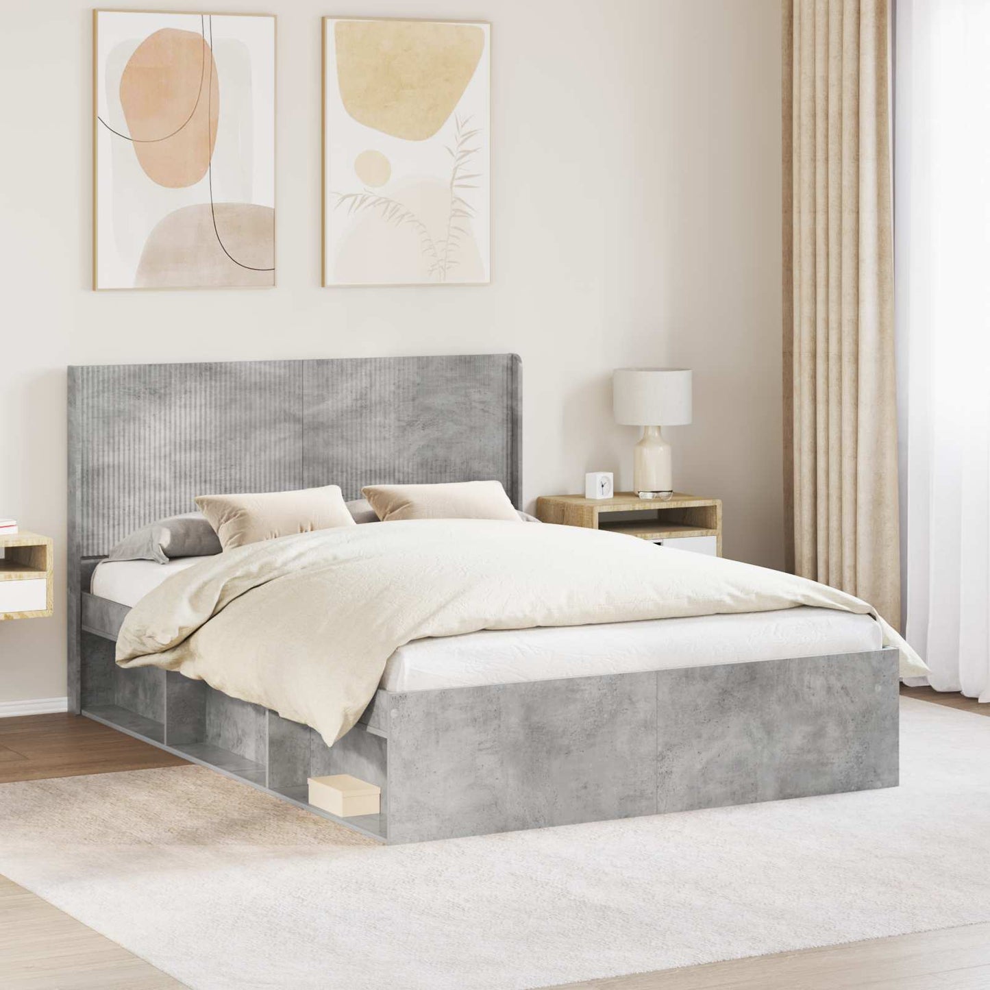 Headboard Concrete Grey Engineered Wood