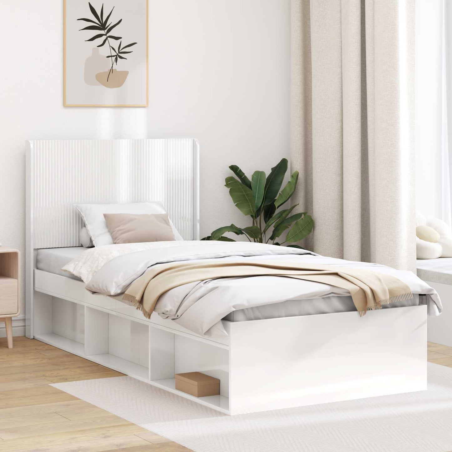 Headboard High Gloss White Engineered Wood