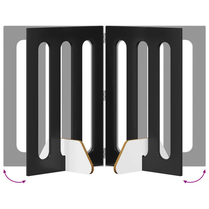 Folding Pet Fence 4 pcs Black Oak 201 x 38 x 70 cm