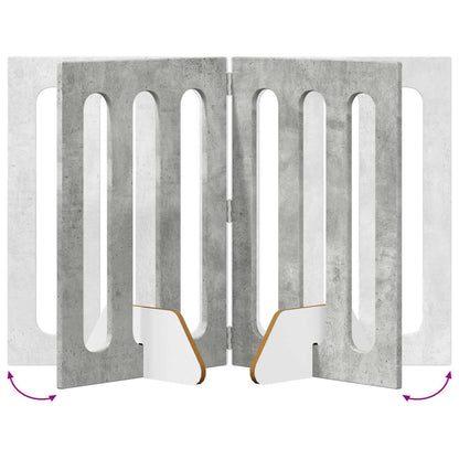 Folding Pet Fence 2 pcs Concrete Grey 100.5 x 38 x 70 cm
