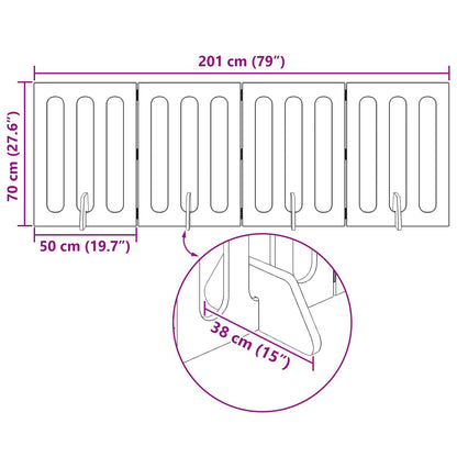 Folding Pet Fence 4 pcs Concrete Grey 201 x 38 x 70 cm