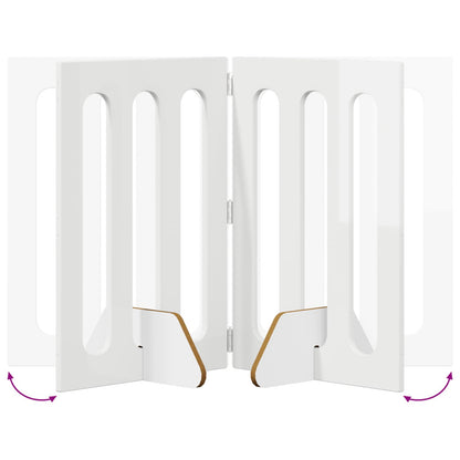 Folding Pet Fence 2 pcs High Gloss White 100.5 x 38 x 70 cm