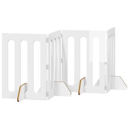 Folding Pet Fence 4 pcs High Gloss White 201 x 38 x 70 cm