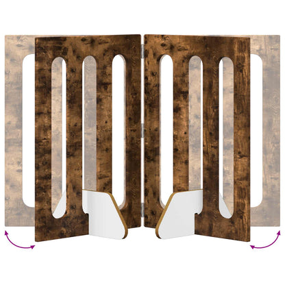 Folding Pet Fence 2 pcs Smoked Oak 100.5 x 38 x 70 cm